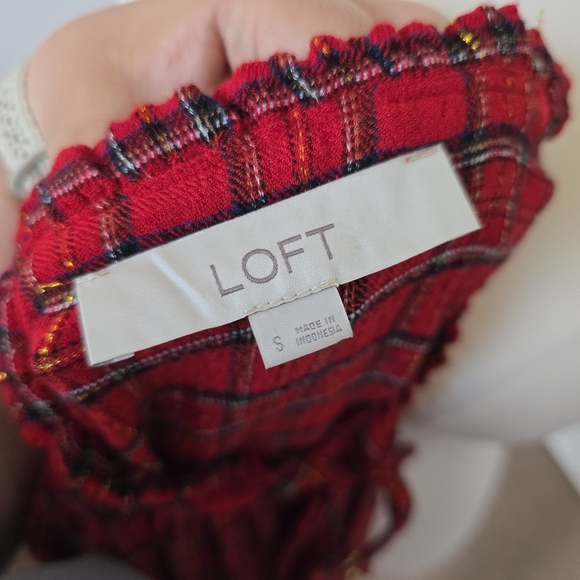 Loft | Small | Shimmer Plaid Tiered Pocket Dress - Picture 8 of 10